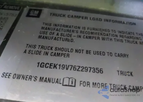 2006 Chevrolet Silverado 1500 Lt1 from USA, damaged, VIN 1GCEK19V76Z297356